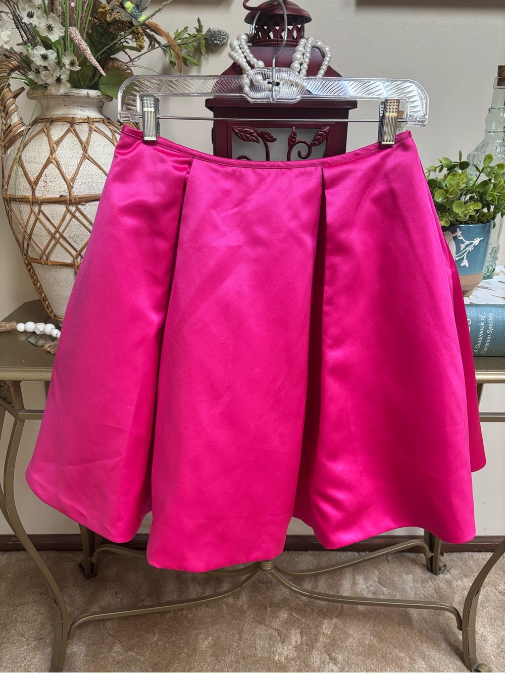 SHERRI HILL Hot Pink Satin Circle Mini Skirt Size 6 # Formal #Prom#Homecoming